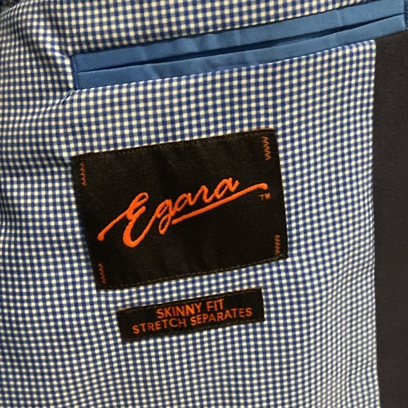 EGARA mens solid navy blue sport coat suit jacket blazer SLIM FIT 40 Long - Picture 4 of 9